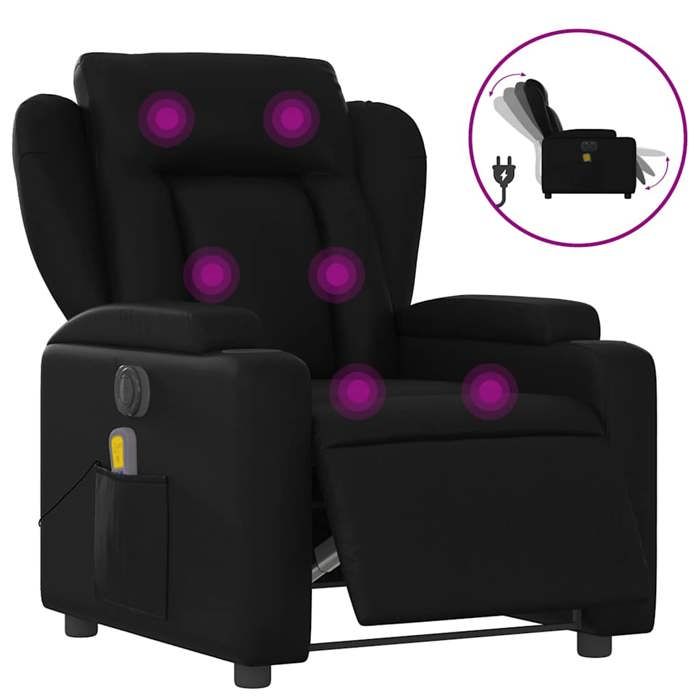 VidaXL Electric Reclining Massage Armchair Black Faux Leather 3204537