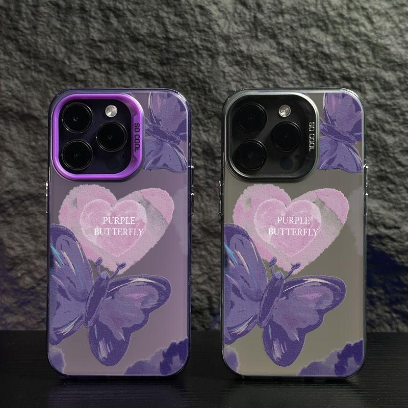 Color silver high value for Apple 16/13/12 anti-drop mobile phone case X matte XSMAX love butterfly 15 trendy models
