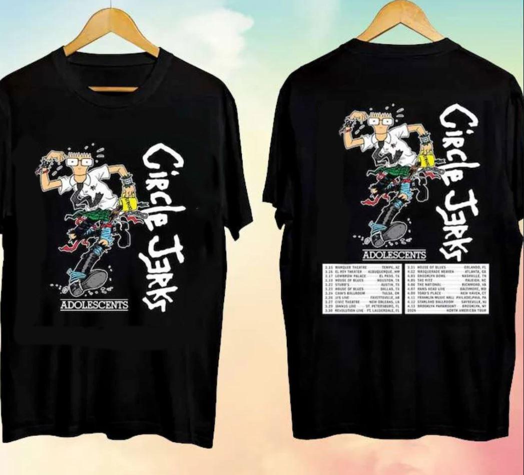 Circle Jerks Tour Adolescents Concert Short Sleeve Shirt All Size AL334 XXL