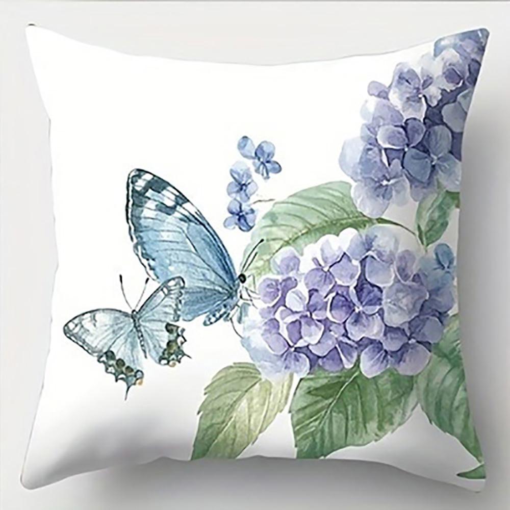 

Blue Butterflies and Hydrangeas PillowcaseSuitable for sofa car bedroom decorative cushion cover pillow cover 16x16Inch
