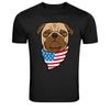 Patriotic Pug Dog American Flag Bandana Graphic T-Shirt