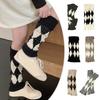 Argyle Pattern Wool Knitted Turn Cuffs Leg Warmers for Women and Students Cold Weather Foot Covers Footless Calf Socks