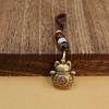 Vintage Pure Handmade Lucky Cat Car Keychain For Women Men Creative Chinese Style Pendant Keychain Backpack Decoration Gifts