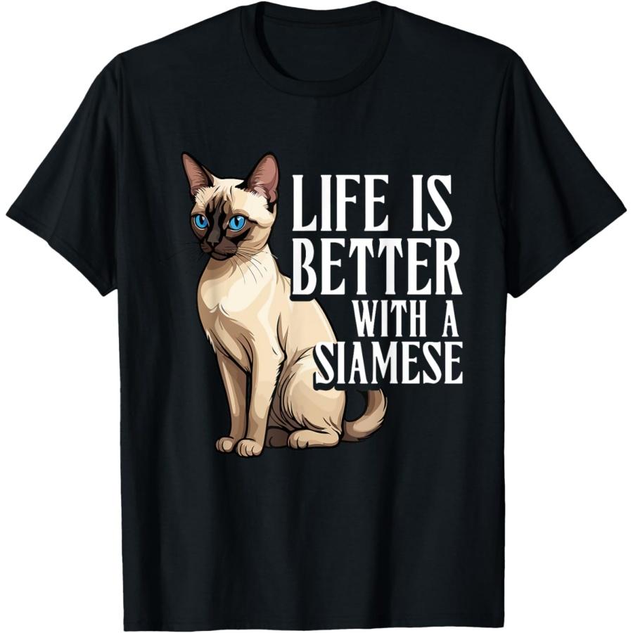 Siamese Cat Lover, Life Is Better With A Siamese Men Women Kids T-Shirt XXXXXL чёрный
