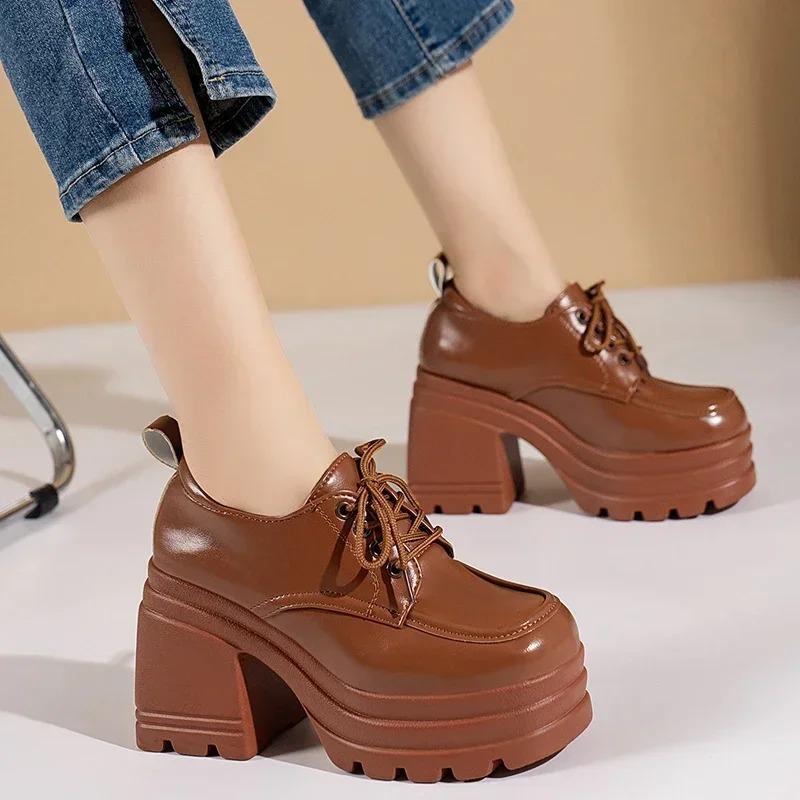 Lolita Shoes for Women Mary Jane 2026 Lace Up Loafers Girls Students JK Uniform High Heels Platform Shoes Female Shoes