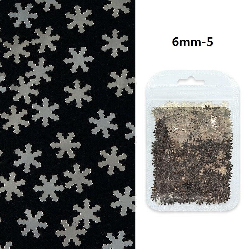 1 pachet Fulgi de zăpadă de iarnă Fulgi de artă pentru unghii Paiete felie Accesorii pentru unghii Decorare manichiură 9mm 6mm