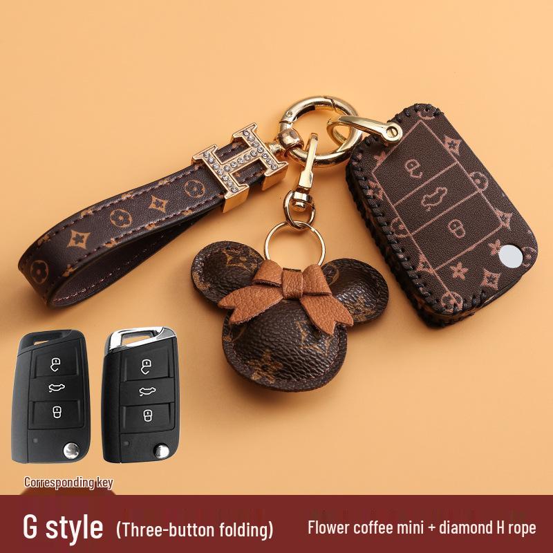 Volkswagen Car Key Cover for Sagitar, Bora, Lavida, T-Roc, Tiguan L, Golf 8, Tayron, POLO with Women's Bag Buckle
