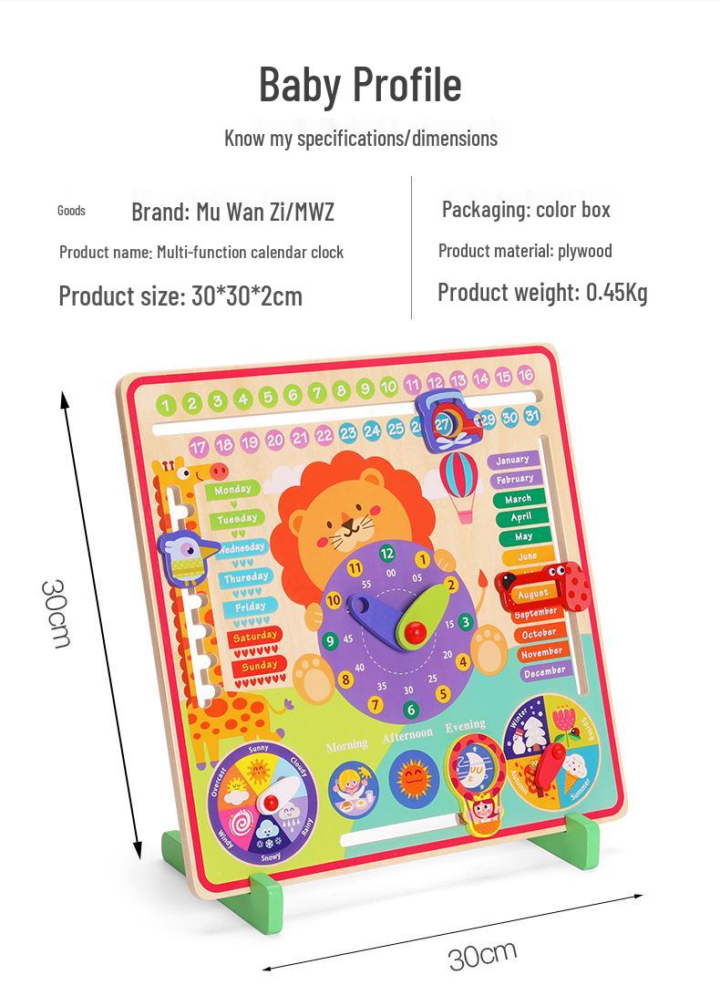 

Children’s Time-Recognition Clock & Calendar Learning Toy – Montessori Early Education Aid