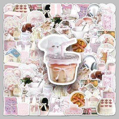 50 τεμάχια/σετ αυτοκόλλητο ημερολογίου με γλυκό ροζ χρώμα, αυτοκόλλητο ημερολογίου με χαριτωμένο τόξο, κορδέλα, επιδόρπιο, τούρτα, αυτοκόλλητο χαρτικών, αυτοκόλλητο διακόσμησης DIY