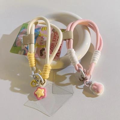 1 Piece Chic Korean Phone Lanyard for Keys Kawaii Bear Bunny Heart Star Phone Strap with Gasket Patch Key Ring Earphone Pendat