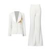 Fashionable Temperament Suit Heavy Industry Beaded Design Slim Coat High-rise Straight Flared Trousers