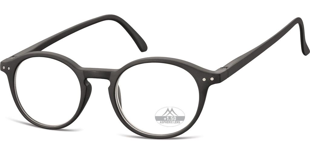 Round Frame Reading Glasses MONTANA Black Matt Shape Design MR65
