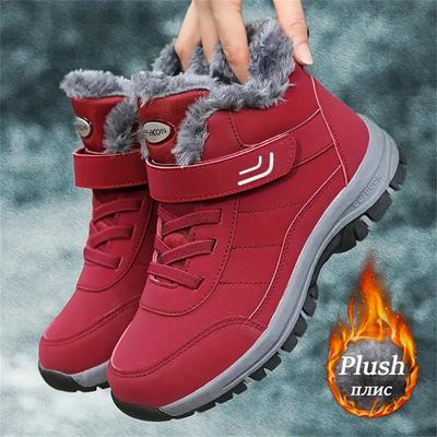 Chaussures d'hiver en velours chaud et épais pour femmes, bottes de neige, chaussures de marche de sport et de loisirs pour femmes d'âge moyen et âgées, anti-dérapantes