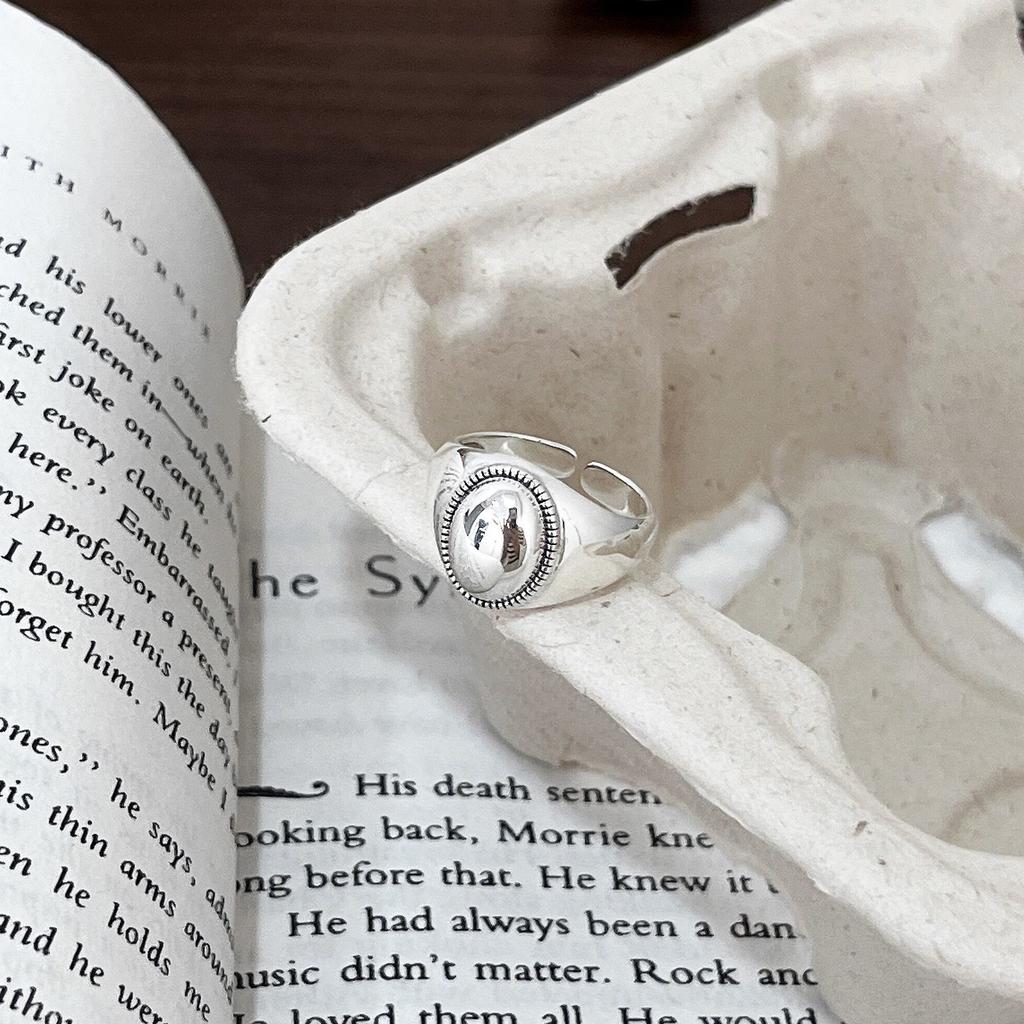 Geometric Oval Glossy Ring Female Vintage Fashion Hip Hop Open Ring Stacked Index Finger Ring