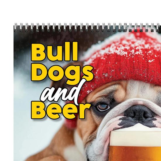Bulldogs And Beer 2026 Wall Calendar 12-Month Themed Planner with Coil