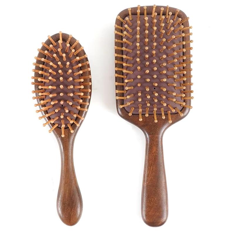Durable High-End Solid Natural Wood Hairbrush for Women Salon Use Skin-Friendly Compact Styling Tool with Air Cushion