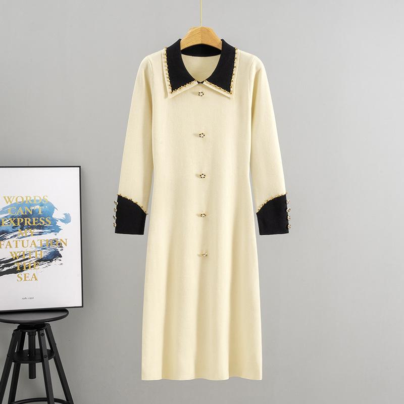 

The New Spring and Autumn Knitted Sweater Dress Is A Mid-length Skirt with A High-end and Slimming Look for Women One size