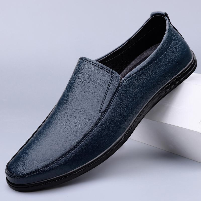 Fashion Wedding Slip On Flats Pointed Toes Shoes Casual Genuine Leather Men's Loafers Versatile Business Footwear Elegantes Dress Shoes