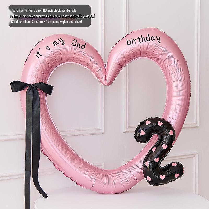 Pink Heart Photo Frame Balloon for Children's Party Decoration