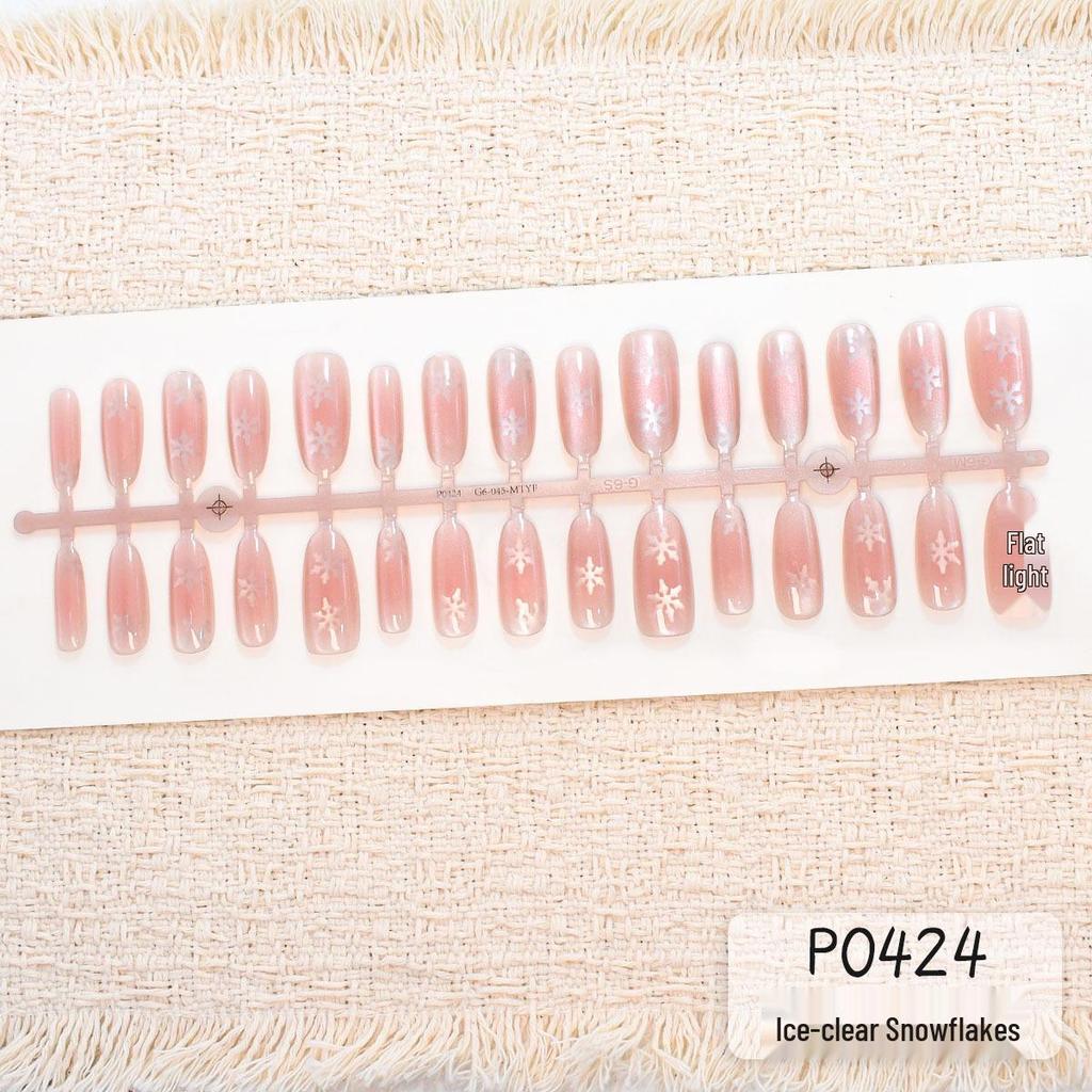 P0424-426 Winter Ice Translucent Snowflake Christmas Cat Eye Manicure Nails