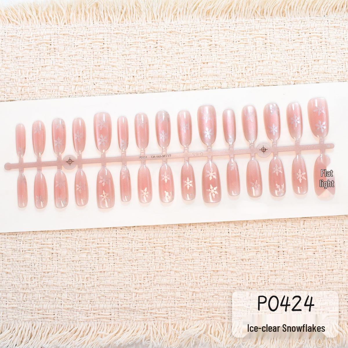 P0424-426 Winter Ice Translucent Snowflake Christmas Cat Eye Manicure Nails