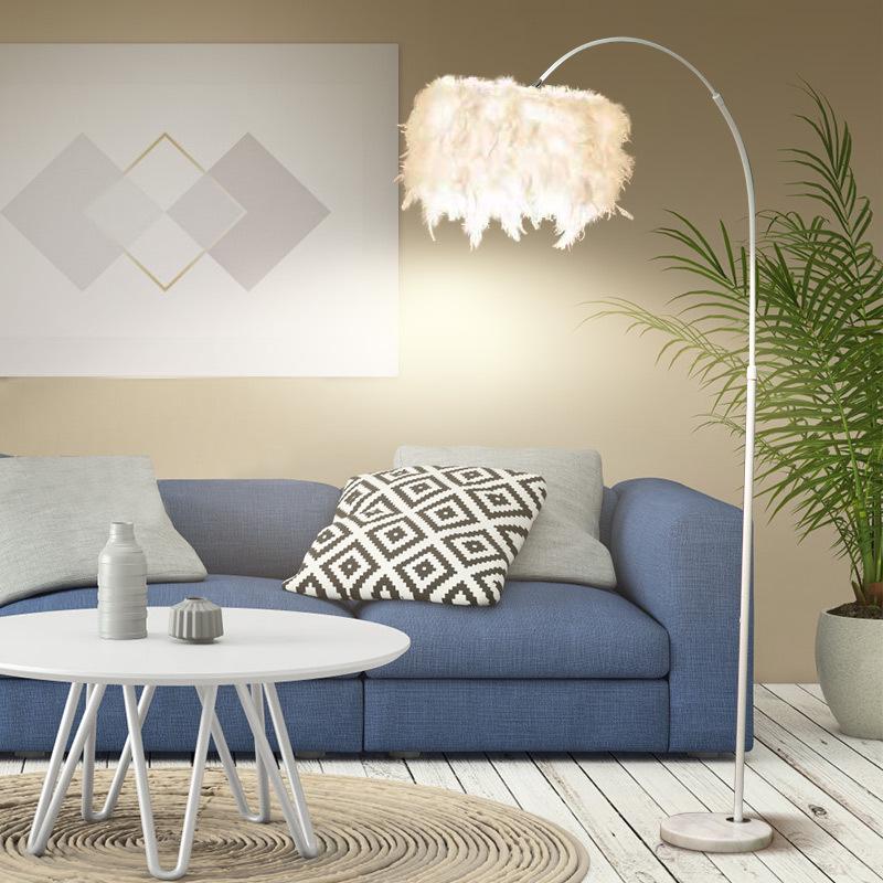 Modern Minimalist LED Feather Floor Lamp for Living Room, Study, Bedroom, and Bedside