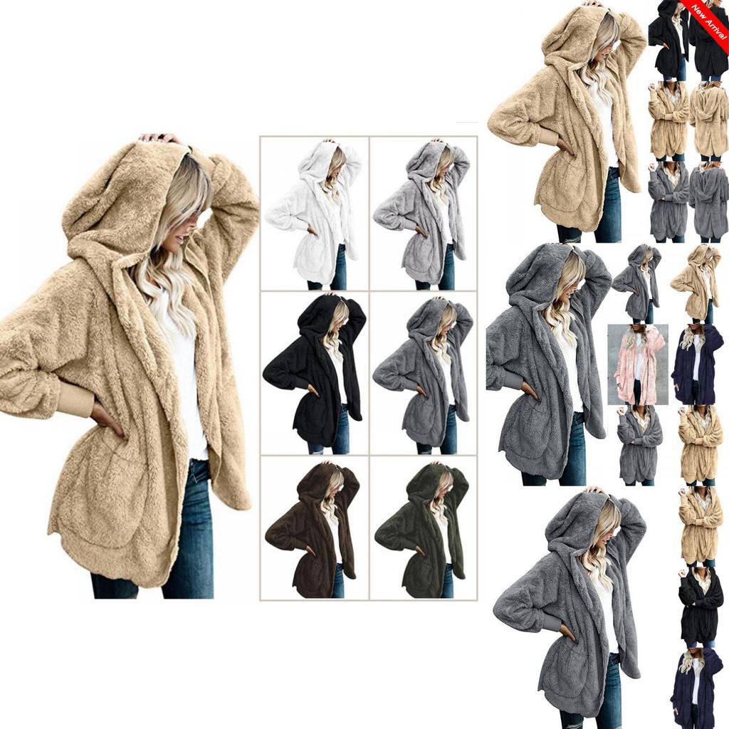 Cozy Women Winter Fluffy Coat Fleece Fur Jacket Teddy Bear Hoodies Soft Material