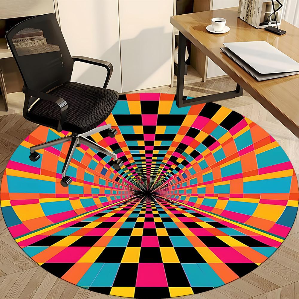 1pc Vortex Tunnel Office Round Area Rug, Mat Suitable ForOffice, Under Office Chairs Bedroom Living Room Home Decor, Room Deco
