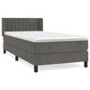 3131052 vidaXL Lit à sommier tapissier et matelas Gris foncé 90x190 cm Velours