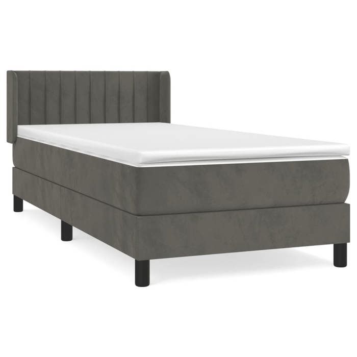3131052 vidaXL Lit à sommier tapissier et matelas Gris foncé 90x190 cm Velours