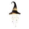 Hat Halloween Hanging Piece with Warm LED Light and Hanging Star for Porch Window Entryway Seasonal Accent Display Piece