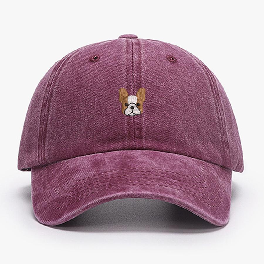Embroidered Mini French BullDog Vintage Cotton Baseball Caps Unisex Women Washed Hat Sports Fishing Dad Summer Peaked Cap