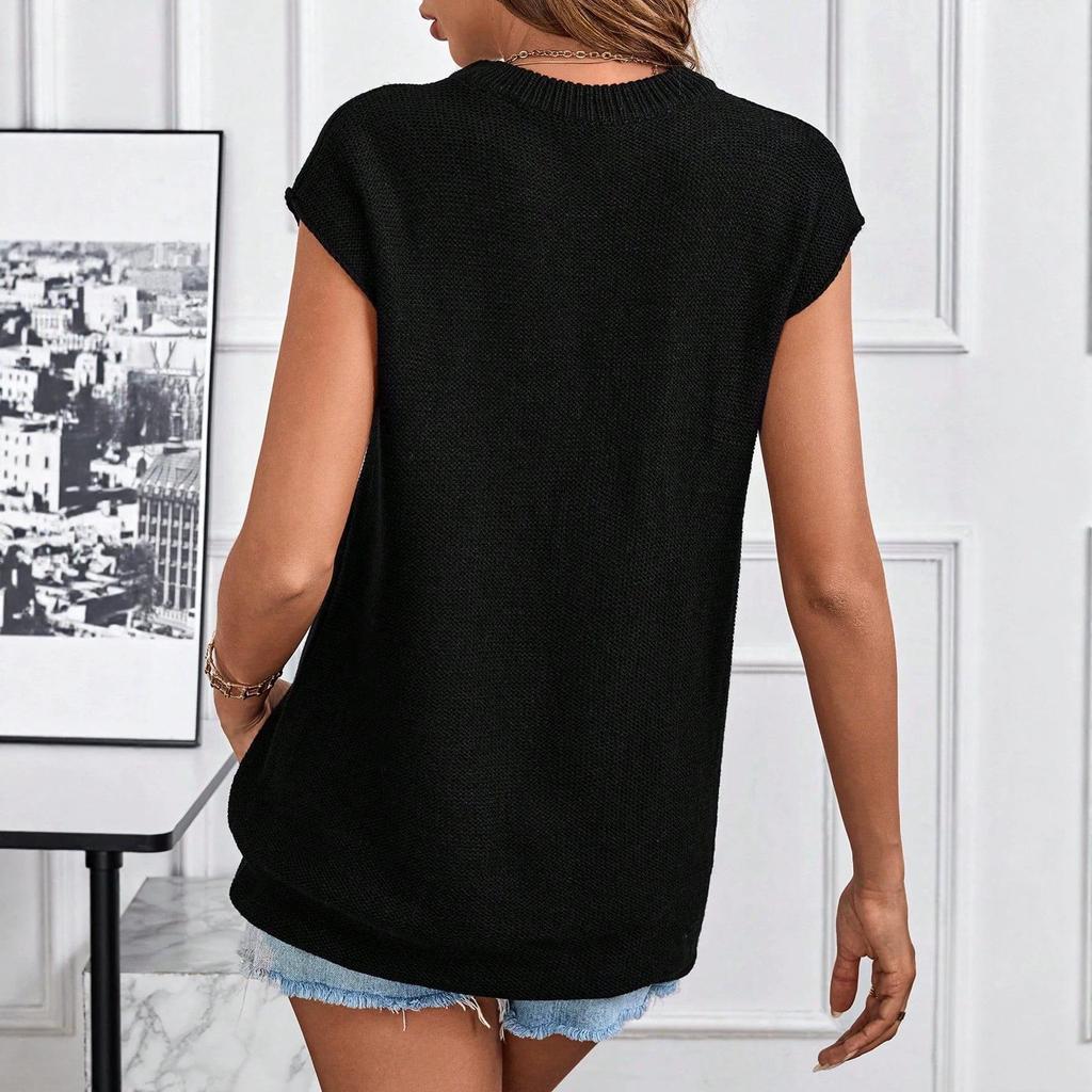 Women's 2026 European & American Knit Slim-Fit Casual Sweater - Solid Color & Versatile Style