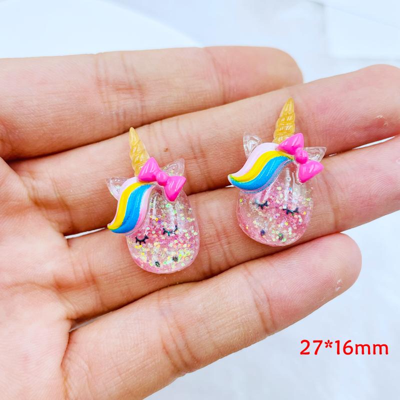 20/10 Pcs New Cute Resin Cartoon Unicorn Flat Back Cabochon Scrapbook Kawaii Diy Embellishments Charm Decorate Accessories A86