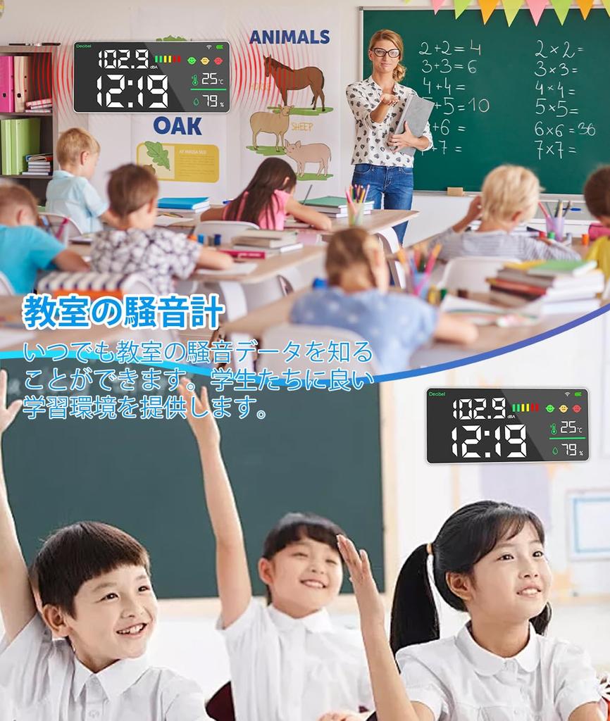 GHDVOP Miernik Poziomu Dźwięku w Decybelach z Czasem lub Duży Nocny Dźwięk Decybeli w Klasie Miernik, Funkcja, Montaż Ścienny, Instrukcja w Języku Japońskim w Zestawie