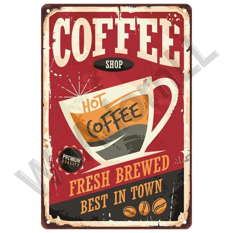 Vintage Plaque Metal Sign Plate Home Decor Tin Signs Coffee Retro Wall Art Posters For Kitchen Bar Iron Painting Decoration Cafe