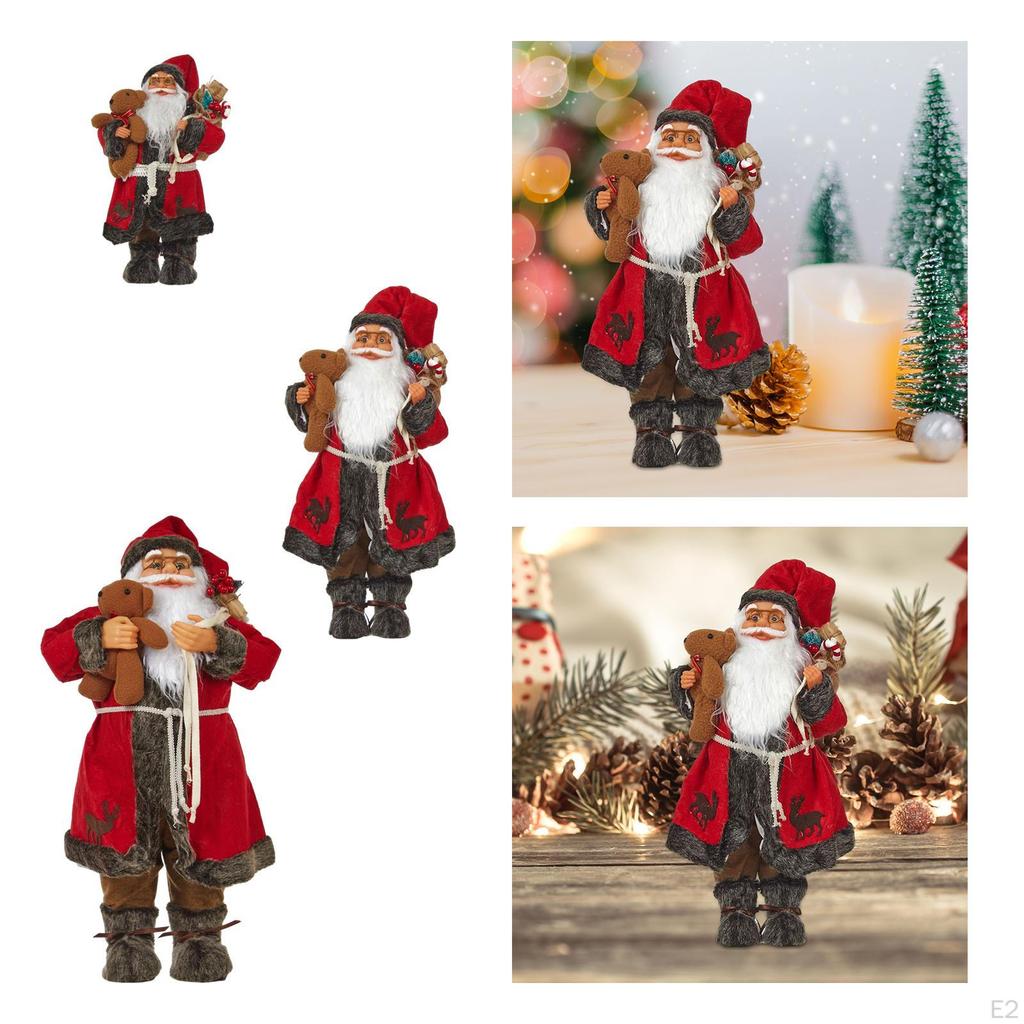 Collectible Standing Christmas Ornaments, Traditional Santa Claus Figurine,