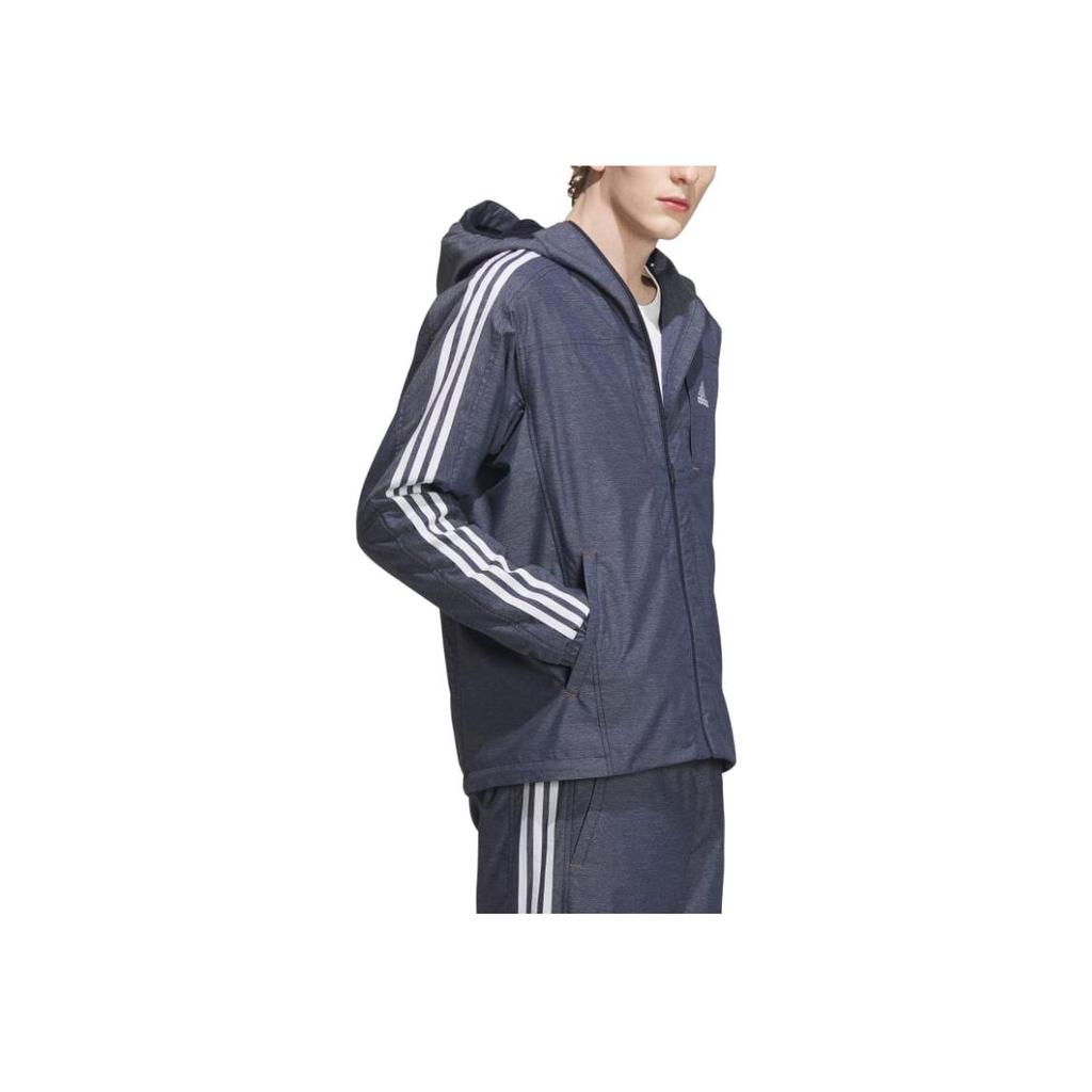 Adidas Logo Print Zip-Up Track Jacket Men Outerwear Legend-Blue IK7324
