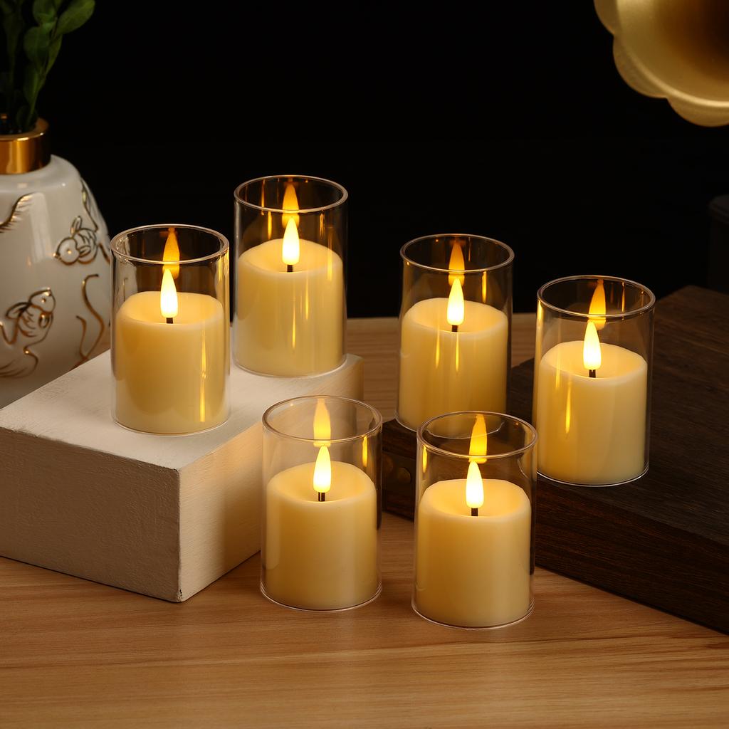 6Pcs Flameless LED Candle Lights Creative Wishing Led Tea Lamp Warm White Halloween Wedding Christmas Decoration Candle Light