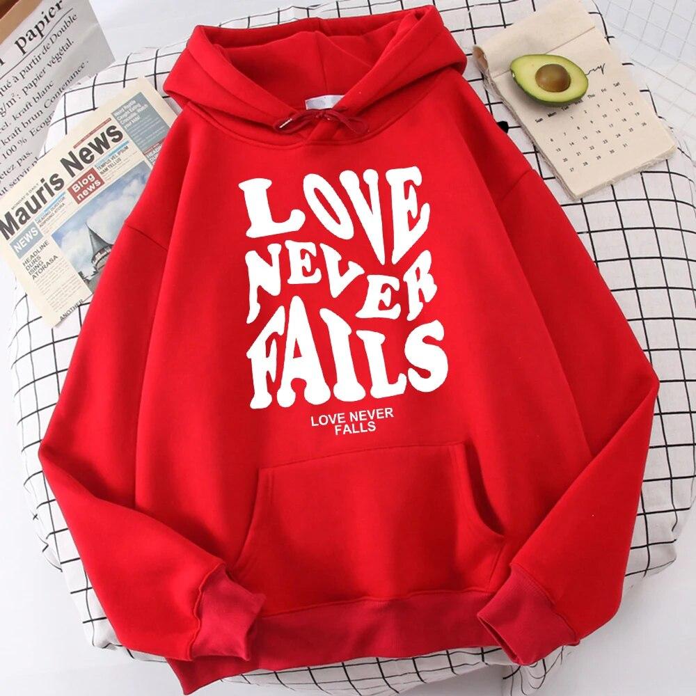 

Women Long Sleeve Hoodie Love Never Falls Printing Simplicity Graphics Tracksuit Round Neck Outdoor Clothing All-Match Fashion