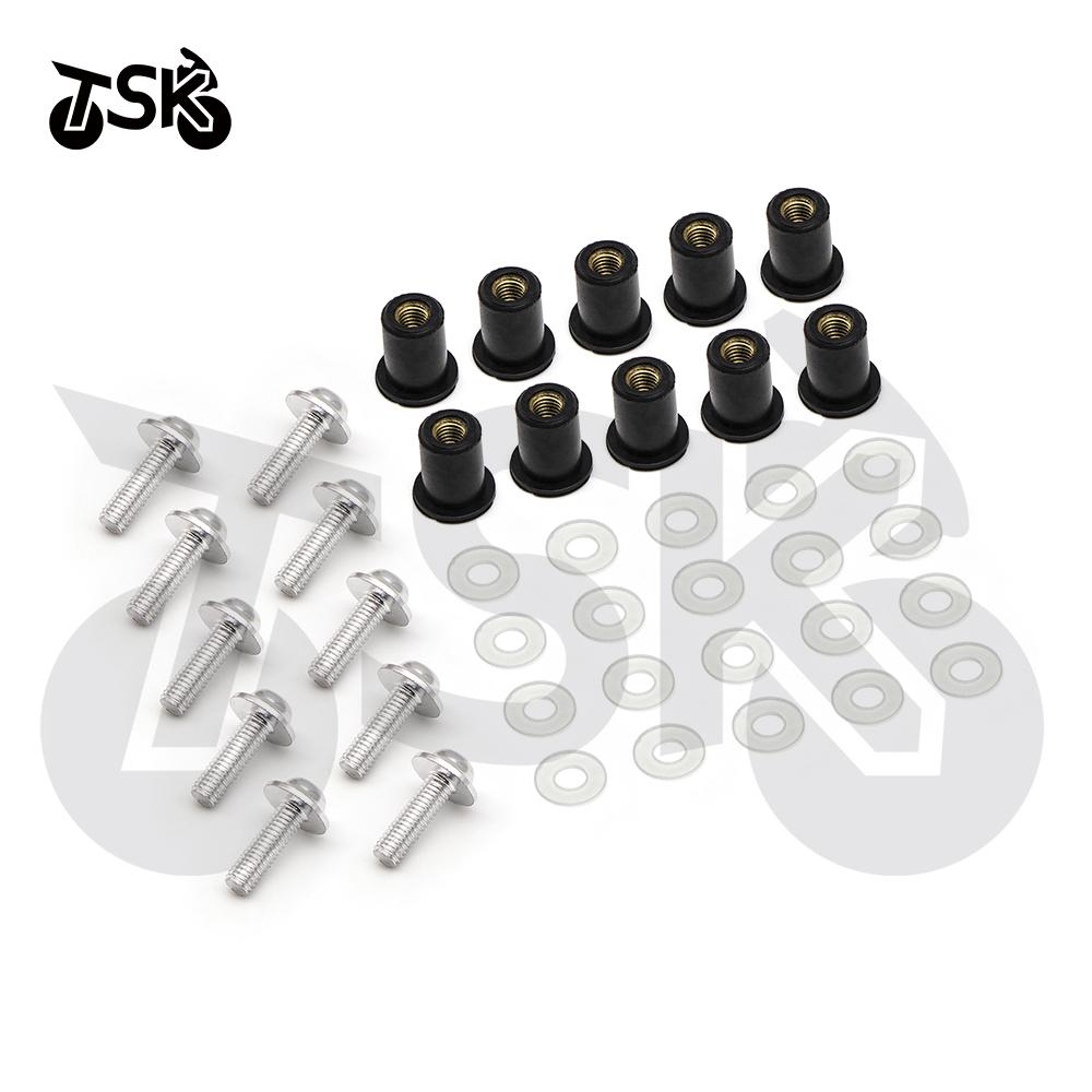 For YAMAHA YZF R1 R6 FZS 1000 YZF-R1 YZF R6 SUZUKI KAWASAKI BMW 10pcs Windshield Screw Nut Sets Windscreen Bolt Kit
