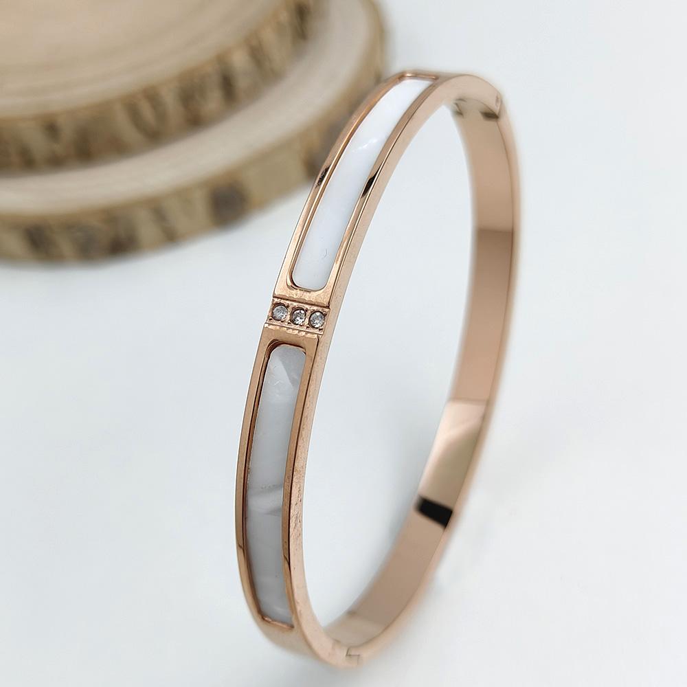 New stainless steel gold plated white shell zircon bracelet, high quality waterproof women's bracelet, wedding party jewelry