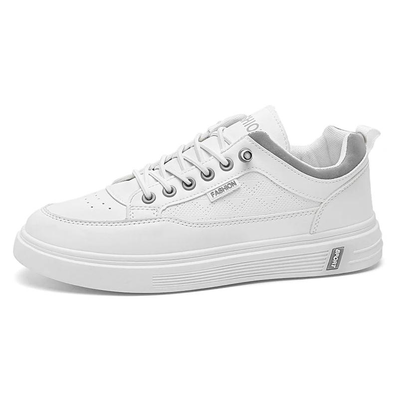 Fashion Leather Men White Sneakers Breathable Skateboarding Shoes Mens Outdoor Walking Running Shoes Couple Casual Shoes 38-44