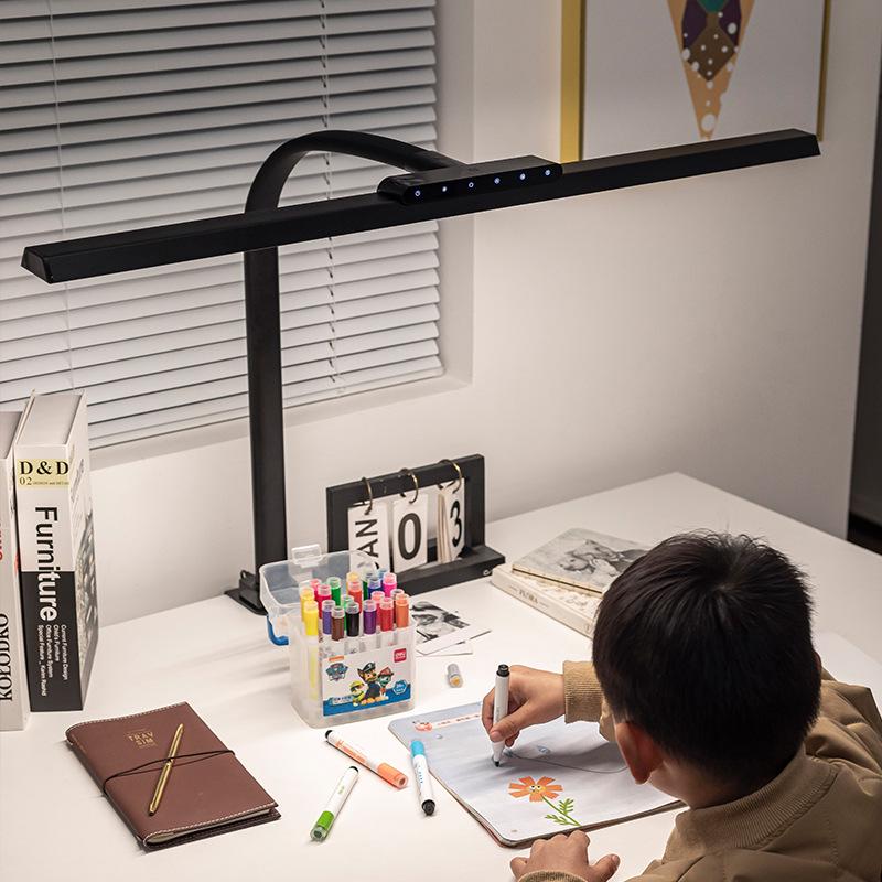 LED Student Desk Lamp with Eye Protection & Long Arm Clip-on Design for Computers