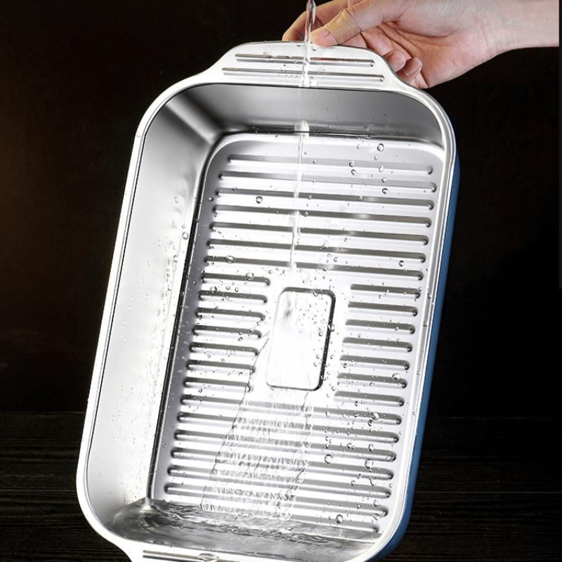 Bakeform i rustfritt stål med lokk - Non-stick og tykk, perfekt for desserter, brød og sjømat - Ideell for grillfester, buffeter og festivaler