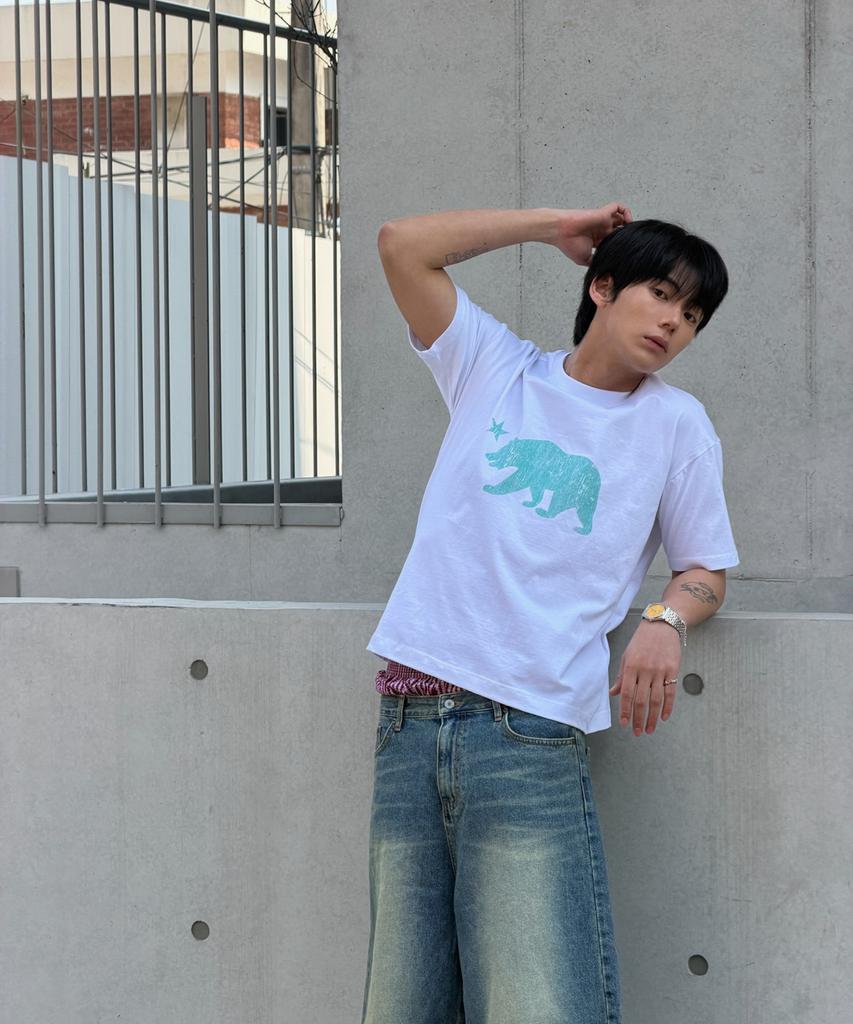AMOU Cali Bear Half T-Shirts White