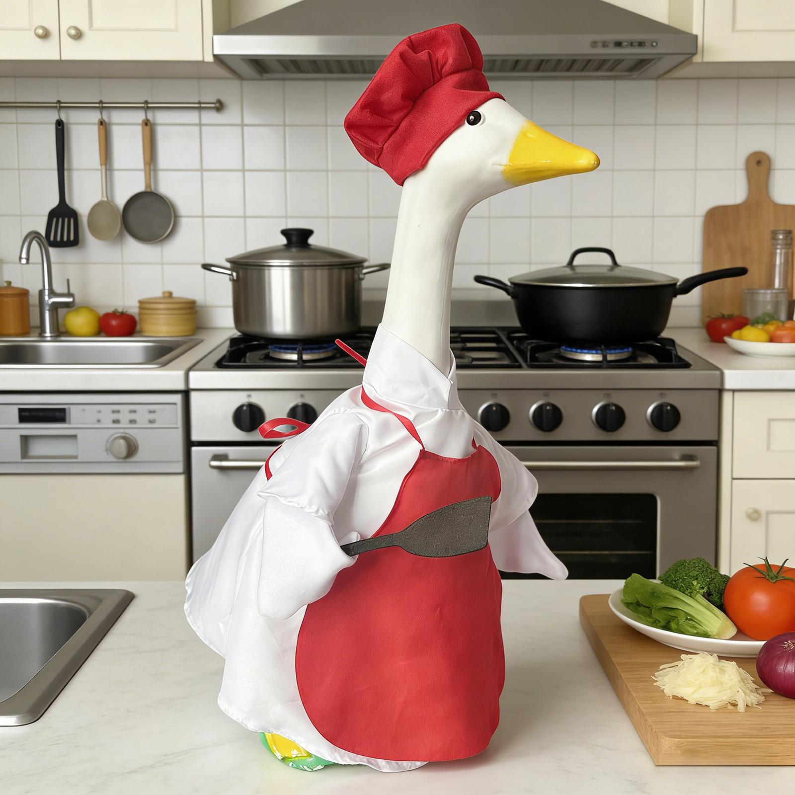 

Pet Supplies Washable Porch Geese Clothes Cartoon Secure Chef Geese Outfit Adjustable Outdoor Geese Dress Festival One Size красный