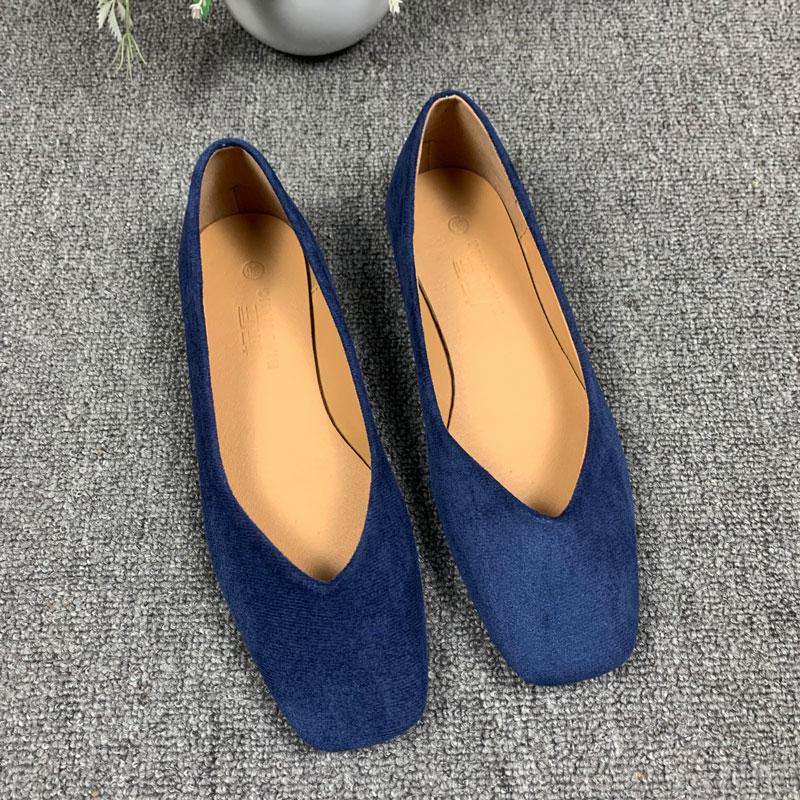 Fashion Flat Shoes for Women 2025 Spring Autumn Solid Square Toe Black Women's Shoes Large Size 43-44 Small Size 31-32 Ladies Shoes