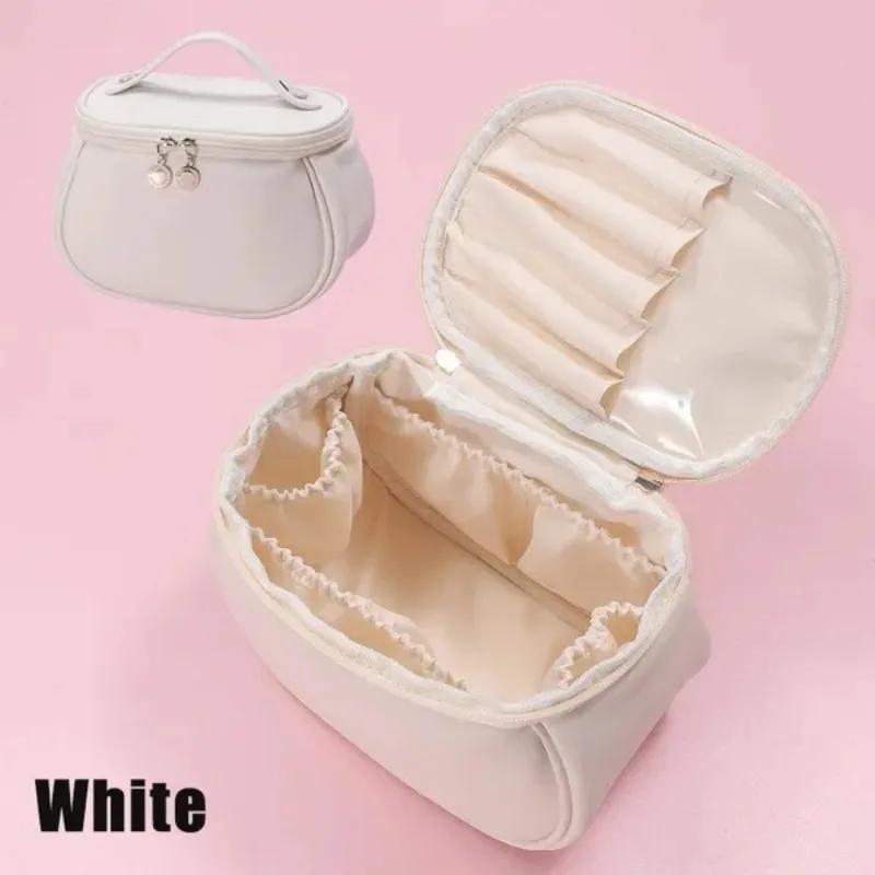 

1PC Women s PU Leather Portable Travel Makeup Bag, Handheld Makeup Bag, Makeup Bag белый