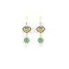 Silver Needle Green Tassel Cheongsam Fan Earrings